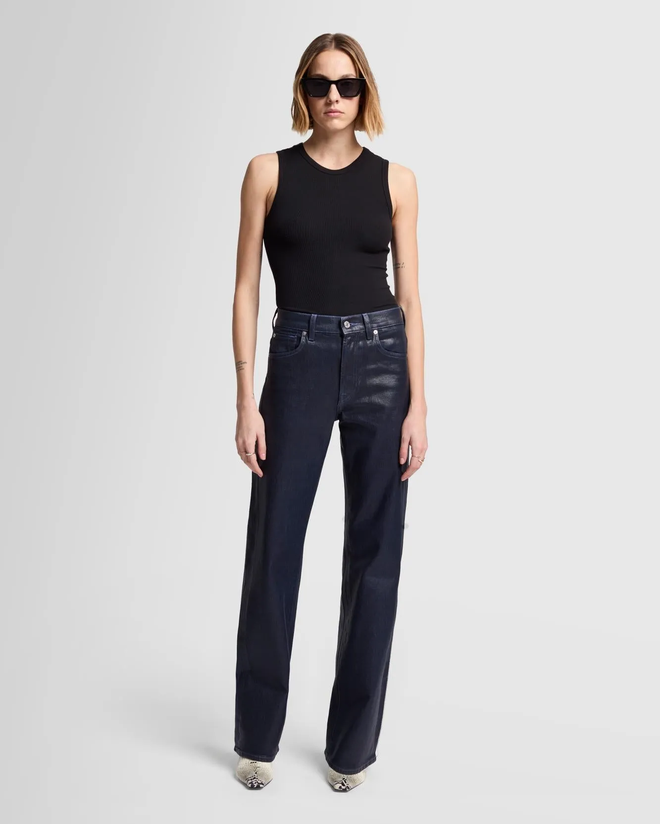 Tess Trouser in Coated Moonshine sold by 7 For All Mankind