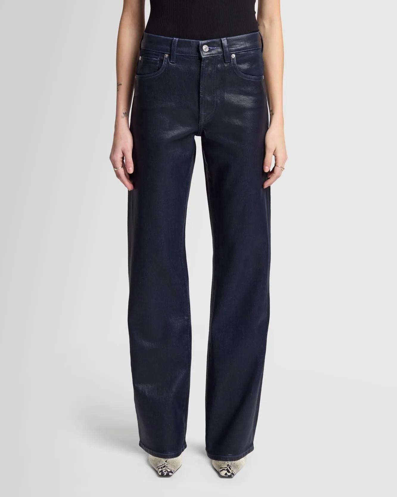 Tess Trouser in Coated Moonshine sold by 7 For All Mankind product image thumbnail 2