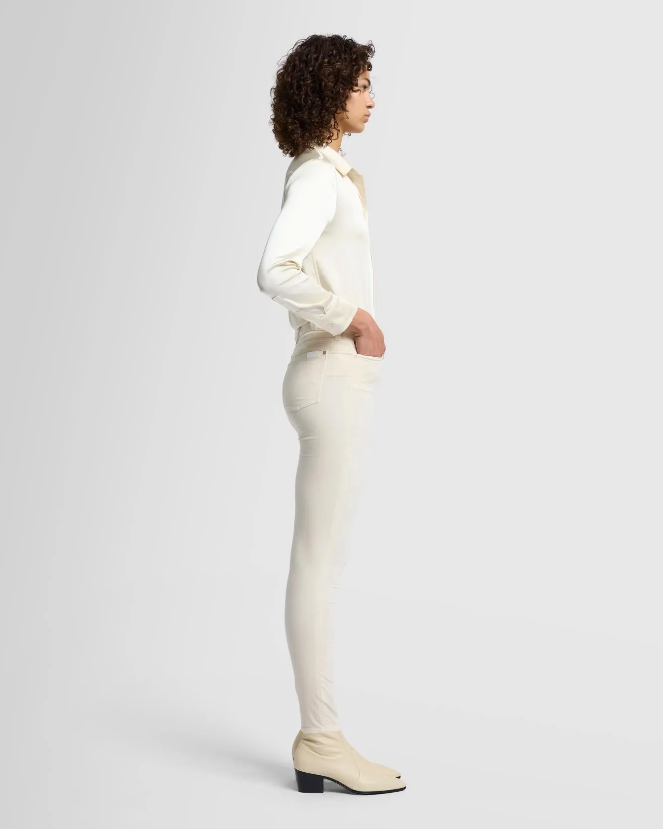 Velvet High Waist Skinny in Eggshell sold by 7 For All Mankind product image thumbnail 3