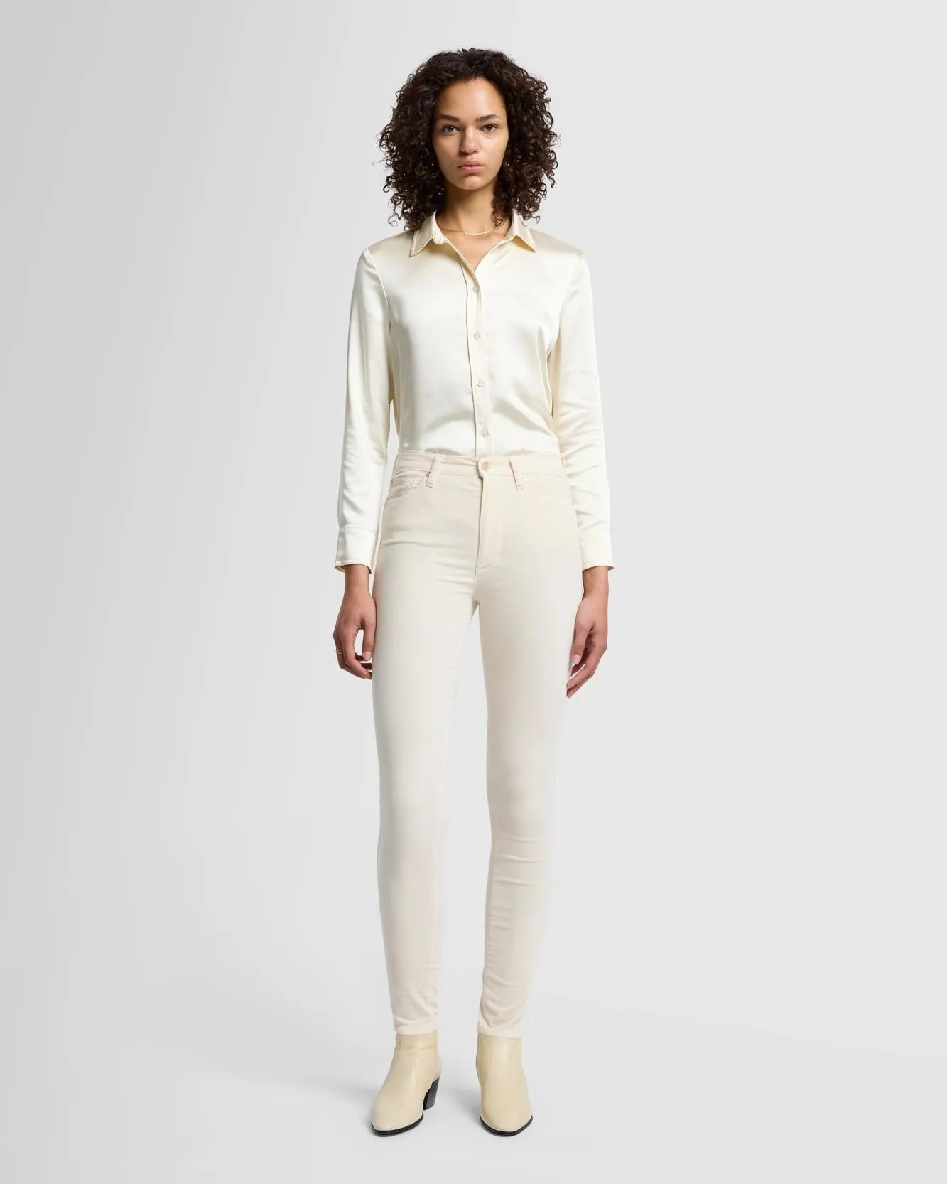 Velvet High Waist Skinny in Eggshell sold by 7 For All Mankind