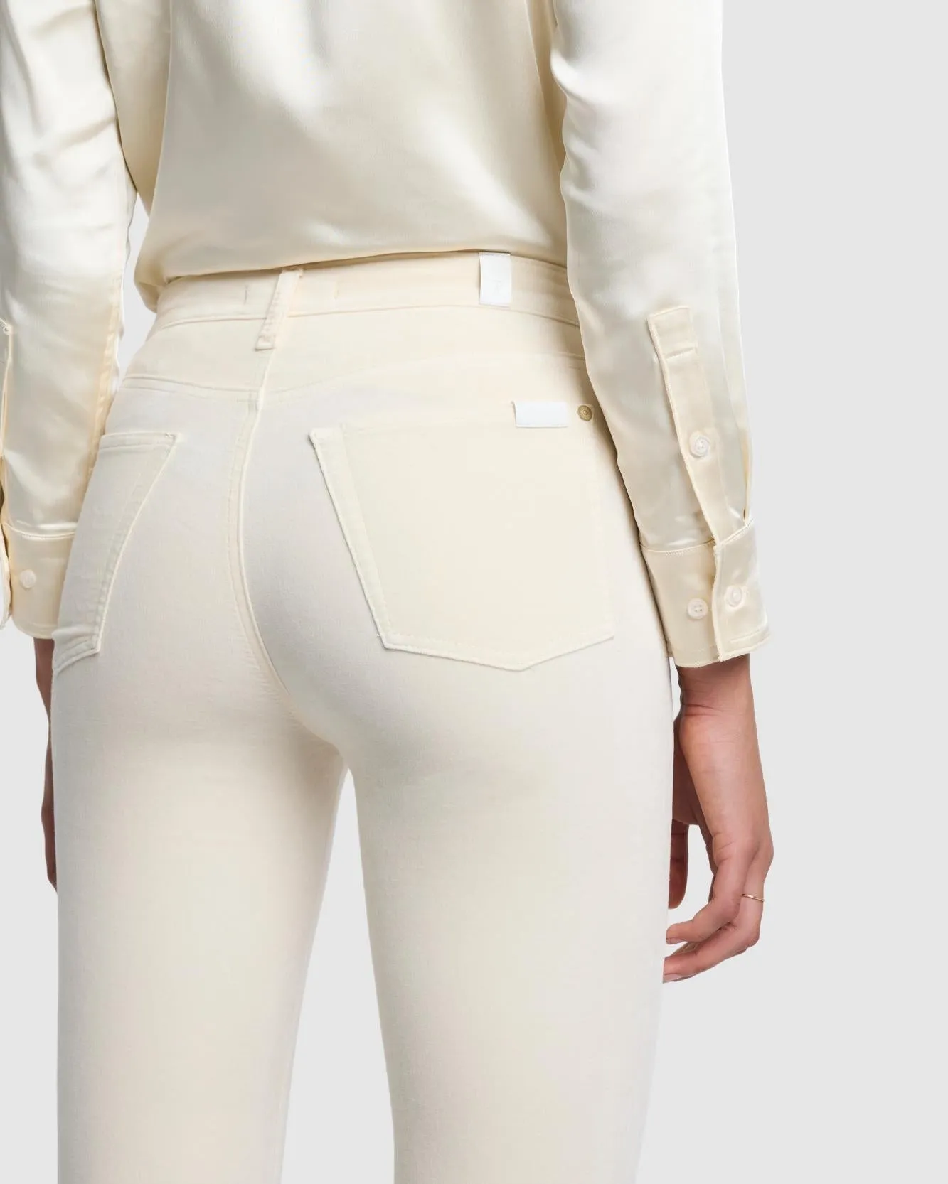 Velvet High Waist Skinny in Eggshell sold by 7 For All Mankind product image thumbnail 5