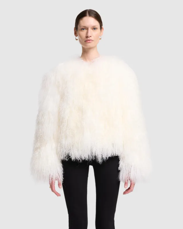 Shearling Fur Jacket in Milk sold by 7 For All Mankind