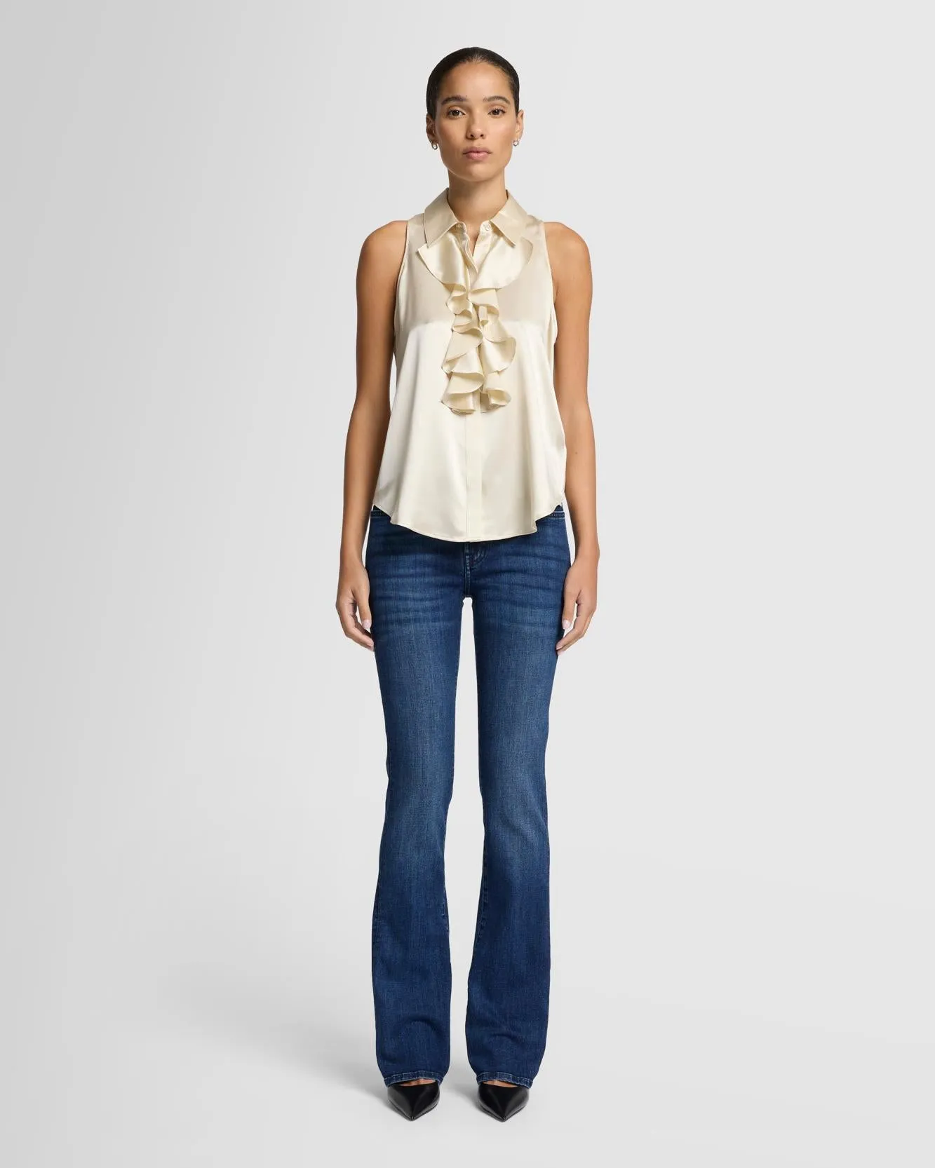 Silk Ruffle Bow Halter Top in Ivory sold by 7 For All Mankind product image thumbnail 2