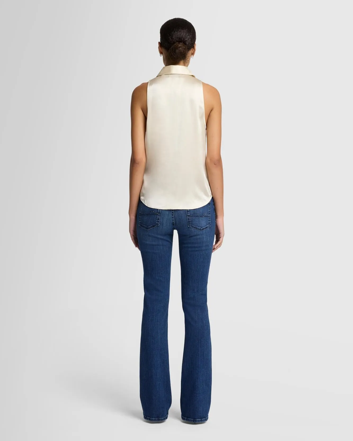 Silk Ruffle Bow Halter Top in Ivory sold by 7 For All Mankind product image thumbnail 4