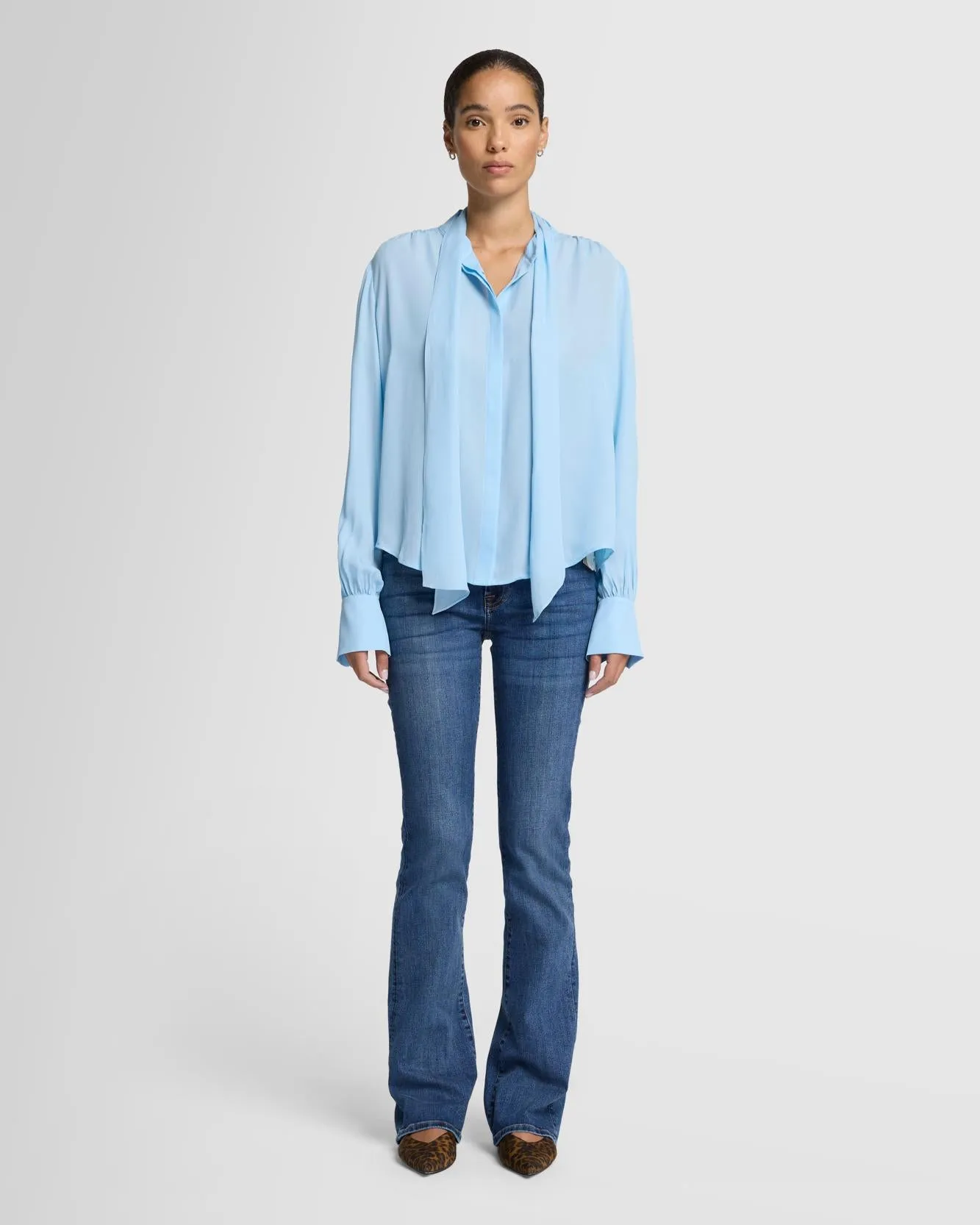 Silk Bow Shirt in Starburst sold by 7 For All Mankind product image thumbnail 2