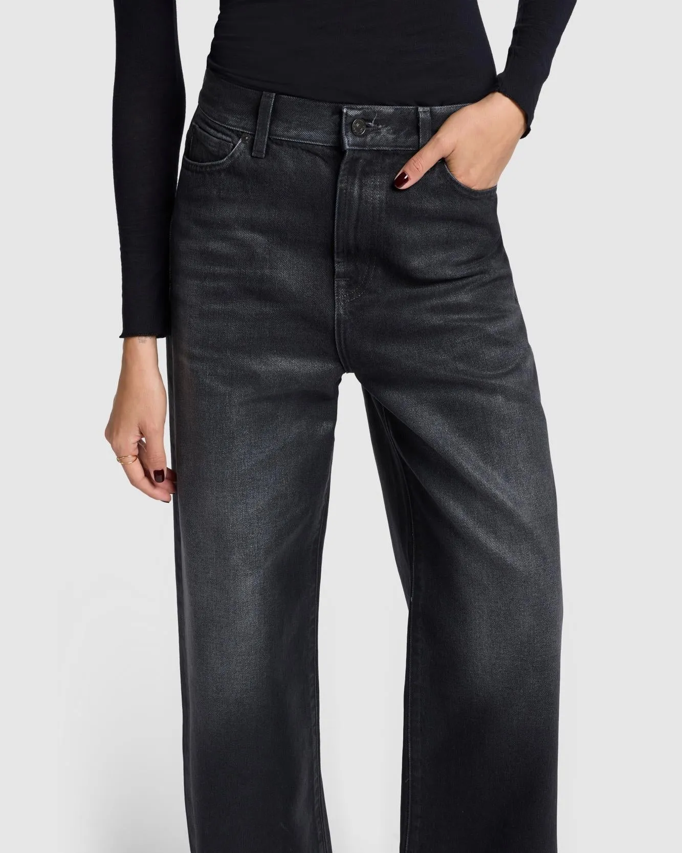 Scout Oversized Straight in Coated Liquorice sold by 7 For All Mankind product image thumbnail 2