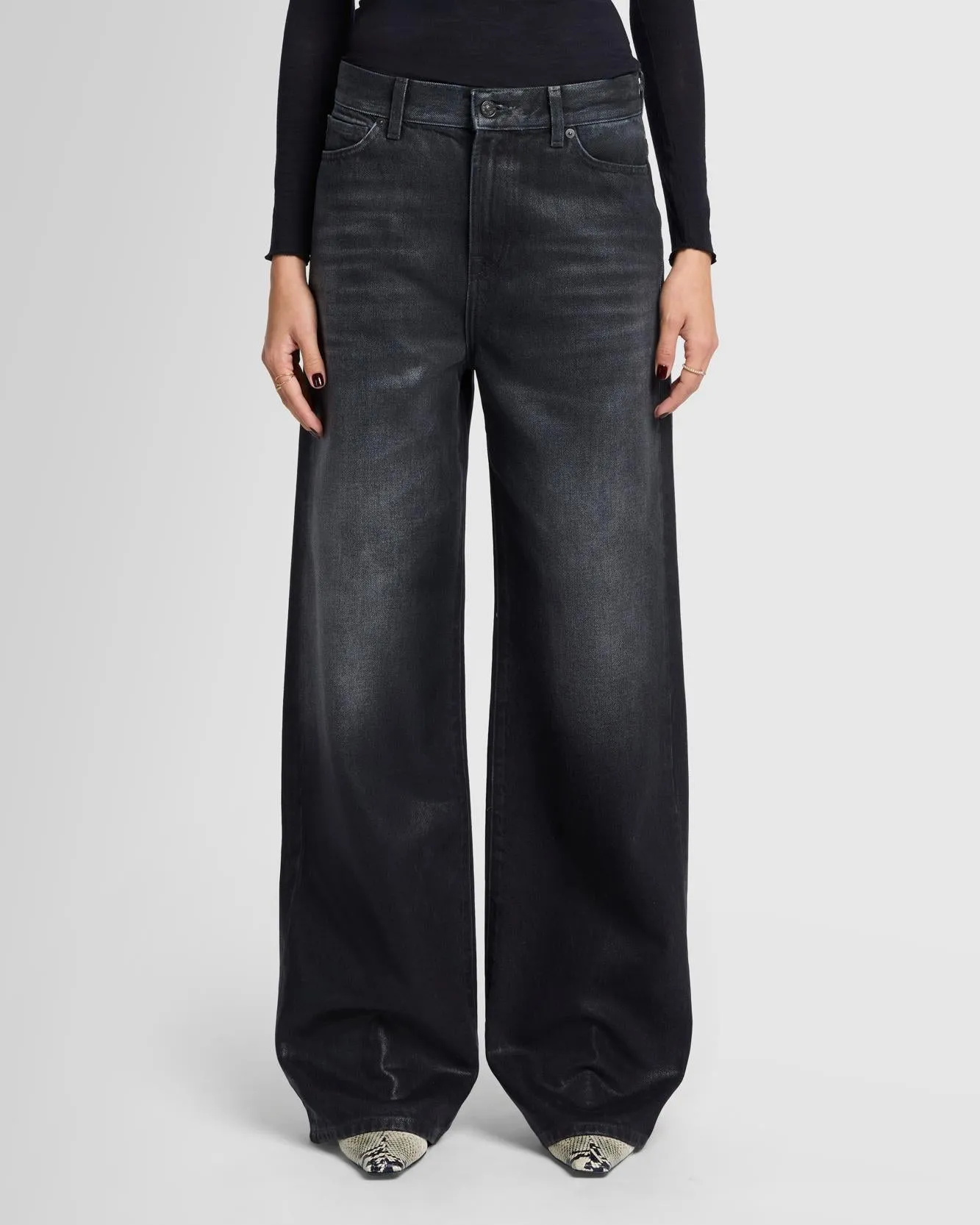 Scout Oversized Straight in Coated Liquorice sold by 7 For All Mankind product image thumbnail 3