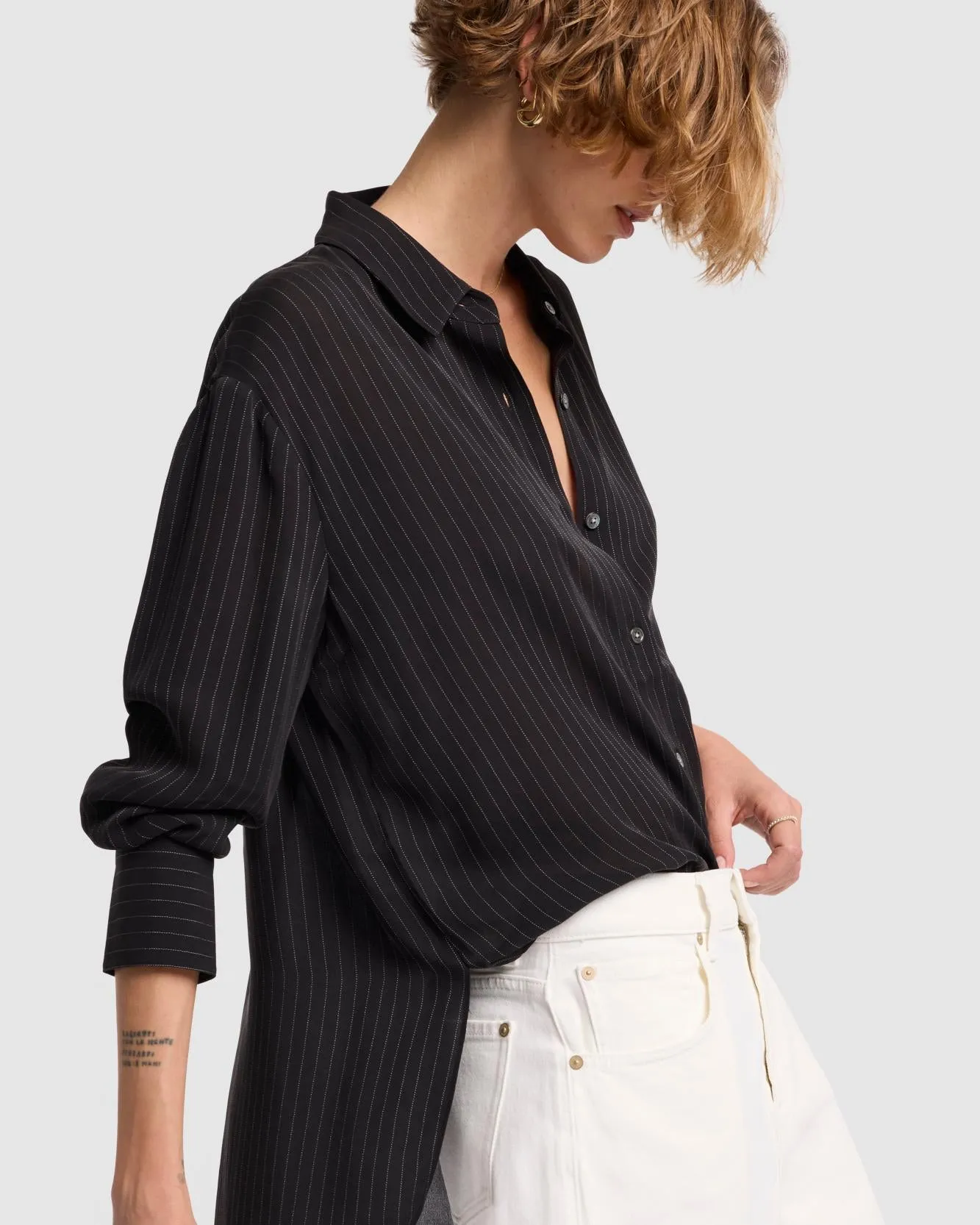 Oversized Button Up in Pinstripes sold by 7 For All Mankind product image thumbnail 3