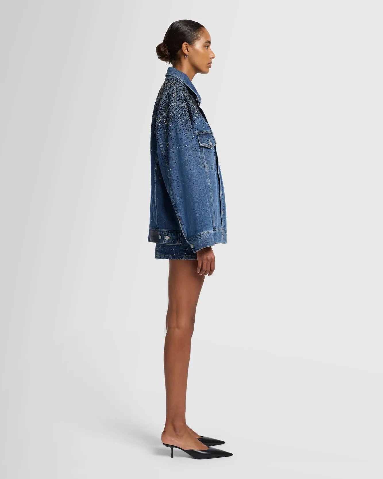 Oli Crystal Oversized Trucker Jacket in Candy sold by 7 For All Mankind product image thumbnail 5
