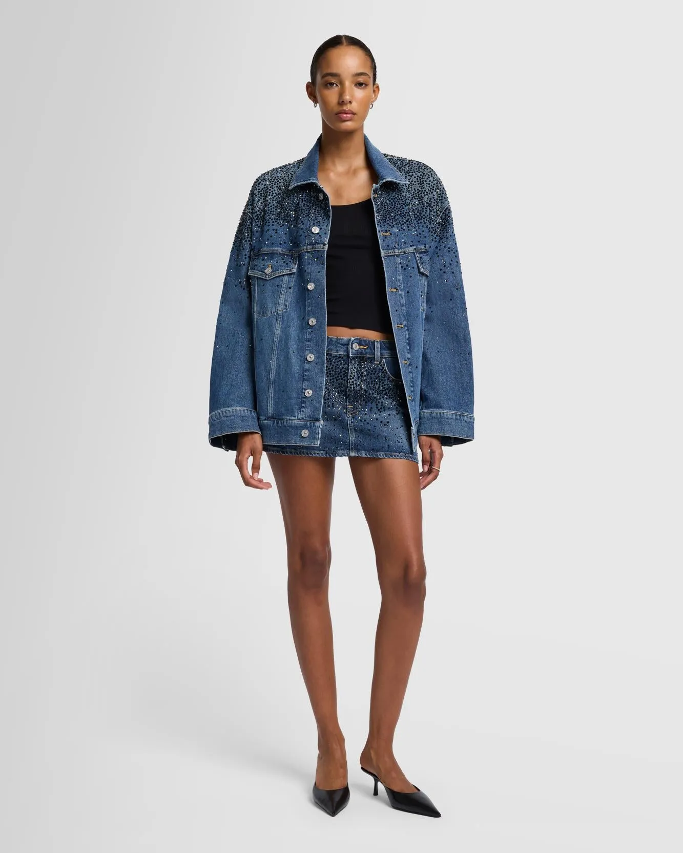 Oli Crystal Oversized Trucker Jacket in Candy sold by 7 For All Mankind product image thumbnail 2