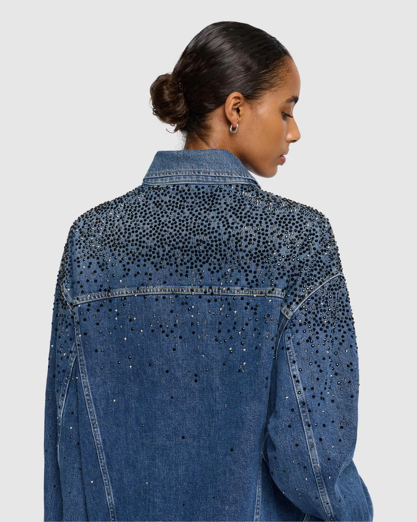 Oli Crystal Oversized Trucker Jacket in Candy sold by 7 For All Mankind product image thumbnail 3