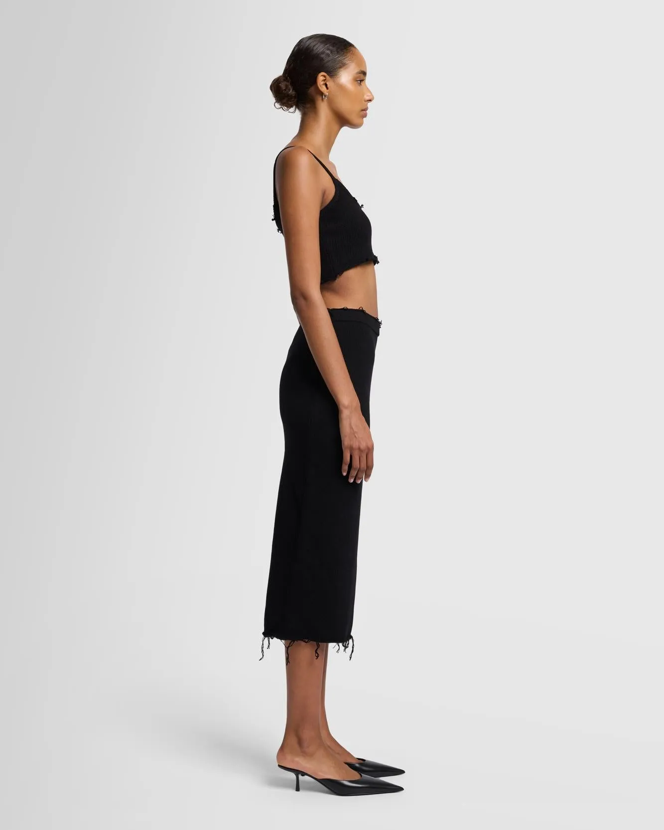 Distressed Knit Cropped Tank in Black sold by 7 For All Mankind product image thumbnail 5