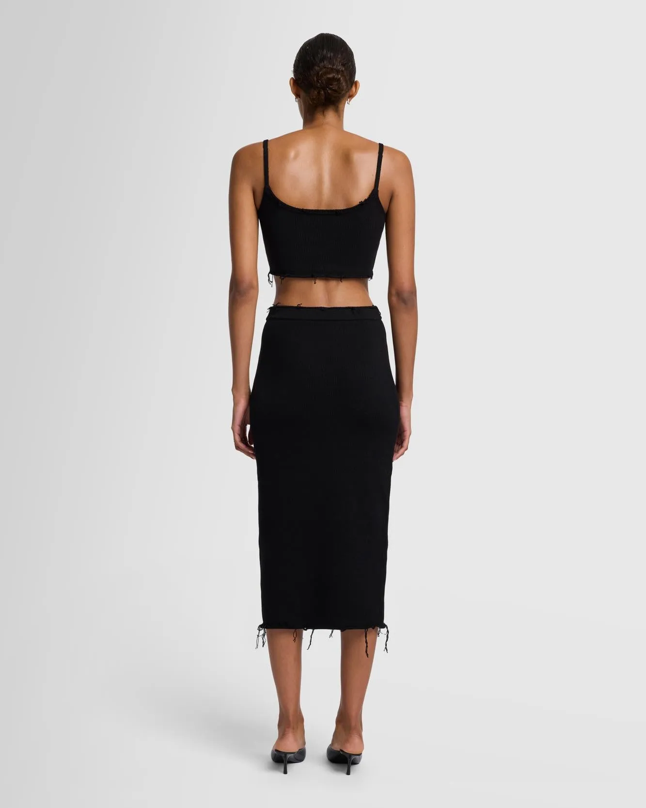 Distressed Knit Cropped Tank in Black sold by 7 For All Mankind product image thumbnail 4