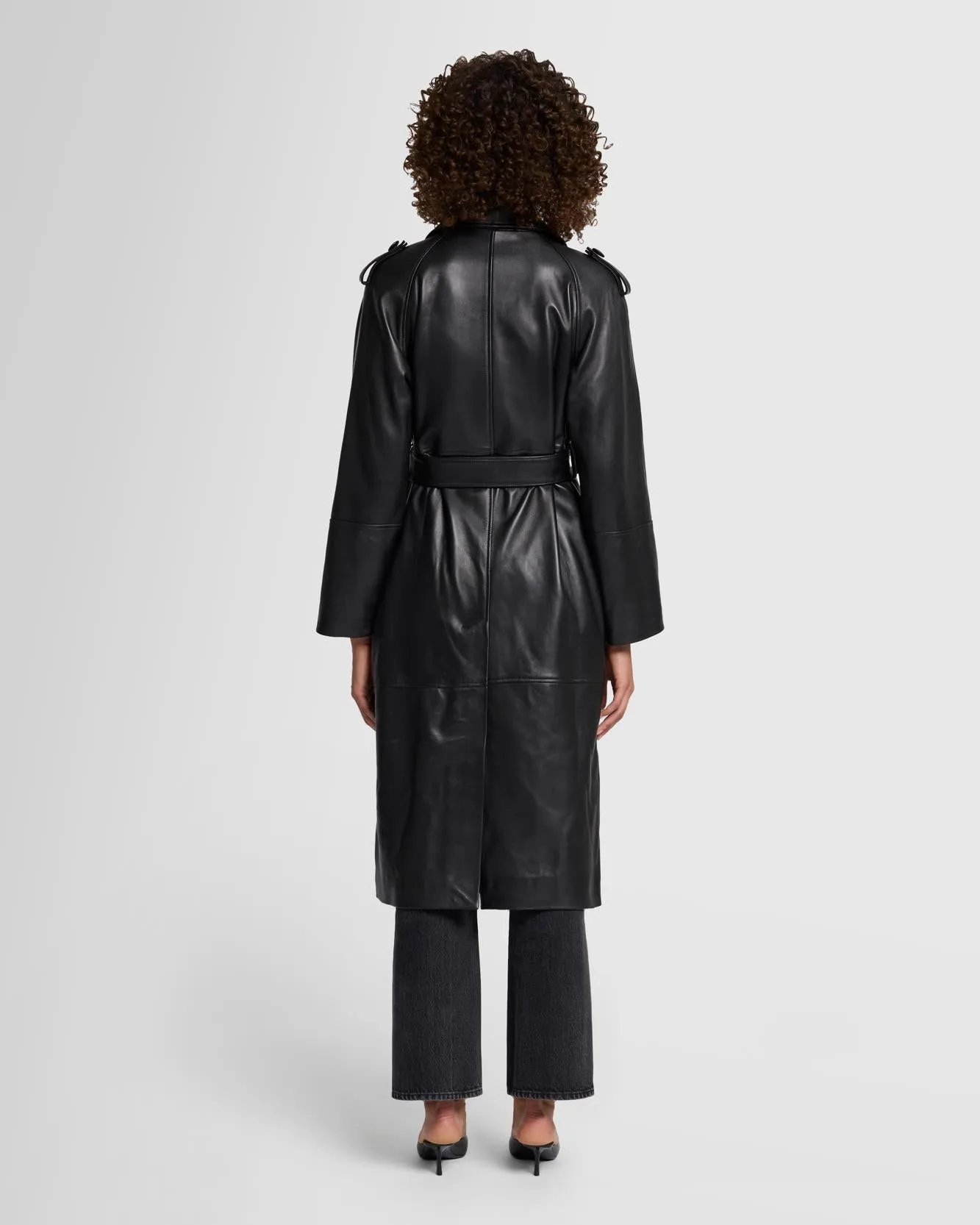 Italian Leather Trench Coat in Black sold by 7 For All Mankind product image thumbnail 5