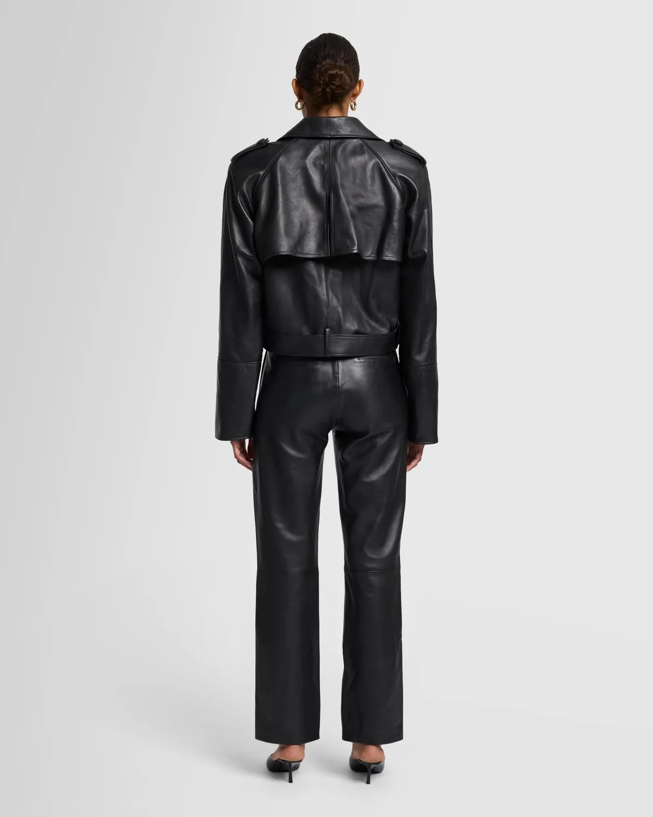 Italian Leather Cropped Moto Jacket in Black sold by 7 For All Mankind product image thumbnail 4