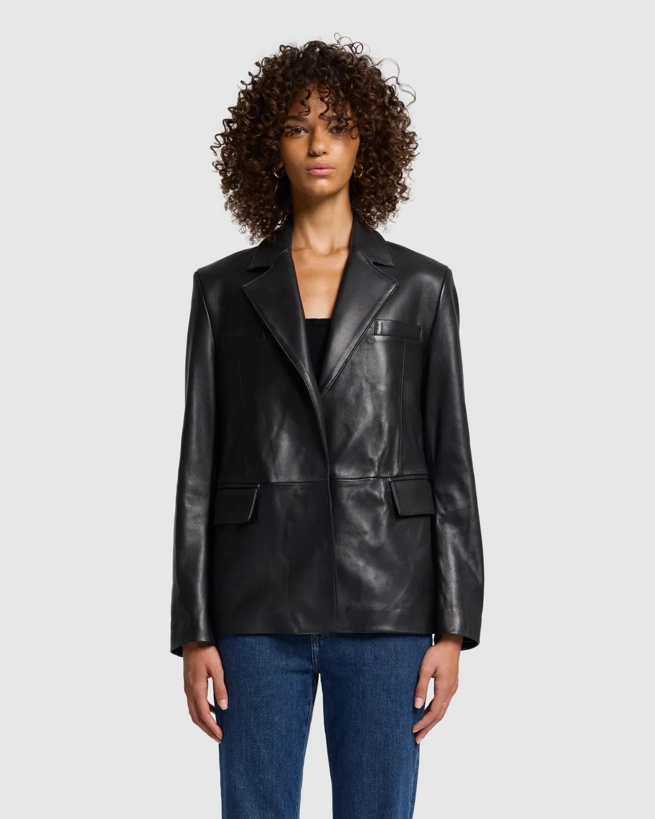 Italian Leather Blazer in Black sold by 7 For All Mankind