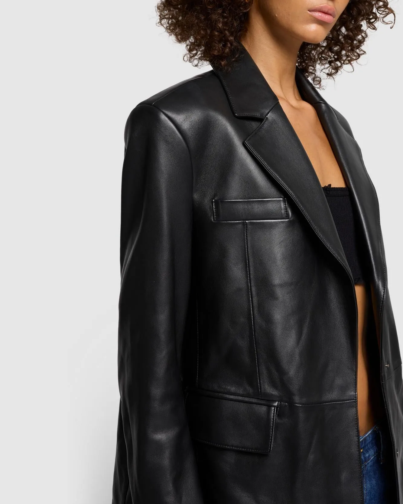 Italian Leather Blazer in Black sold by 7 For All Mankind product image thumbnail 3