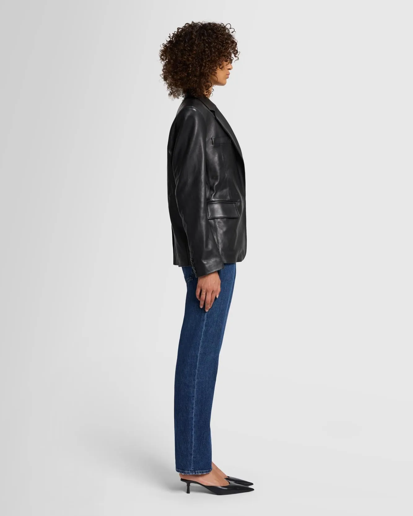 Italian Leather Blazer in Black sold by 7 For All Mankind product image thumbnail 5