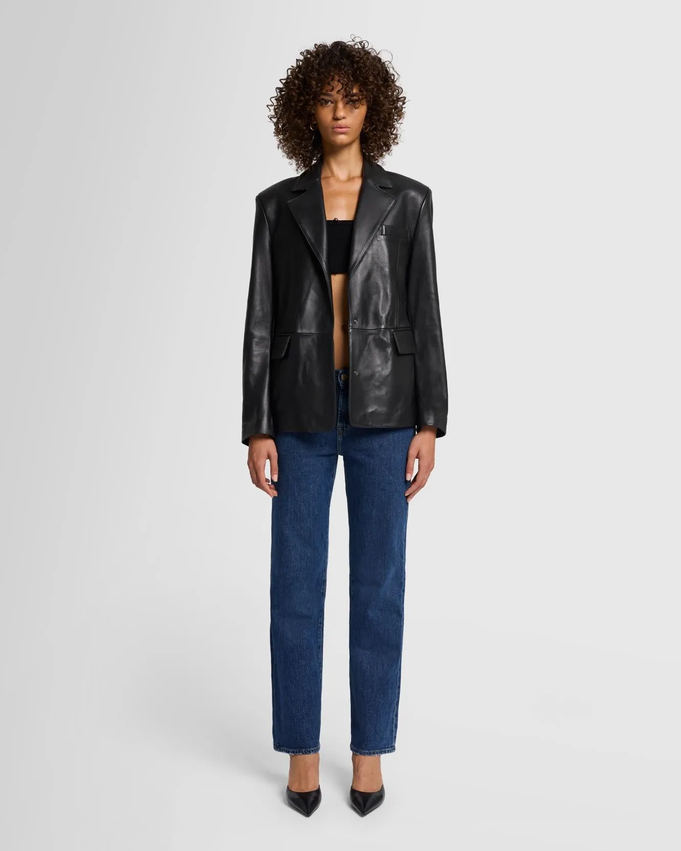 Italian Leather Blazer in Black sold by 7 For All Mankind product image thumbnail 2