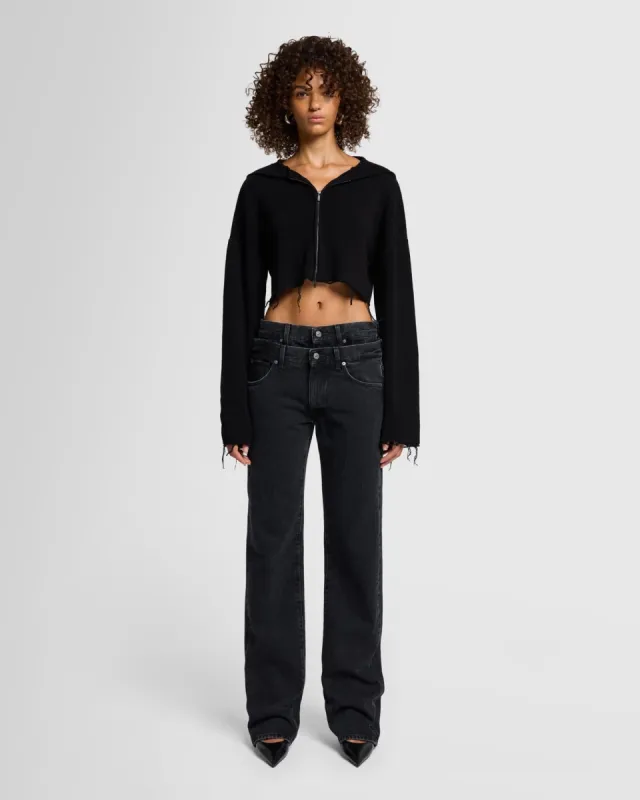 Double Waist Straight Trouser in Hustle sold by 7 For All Mankind