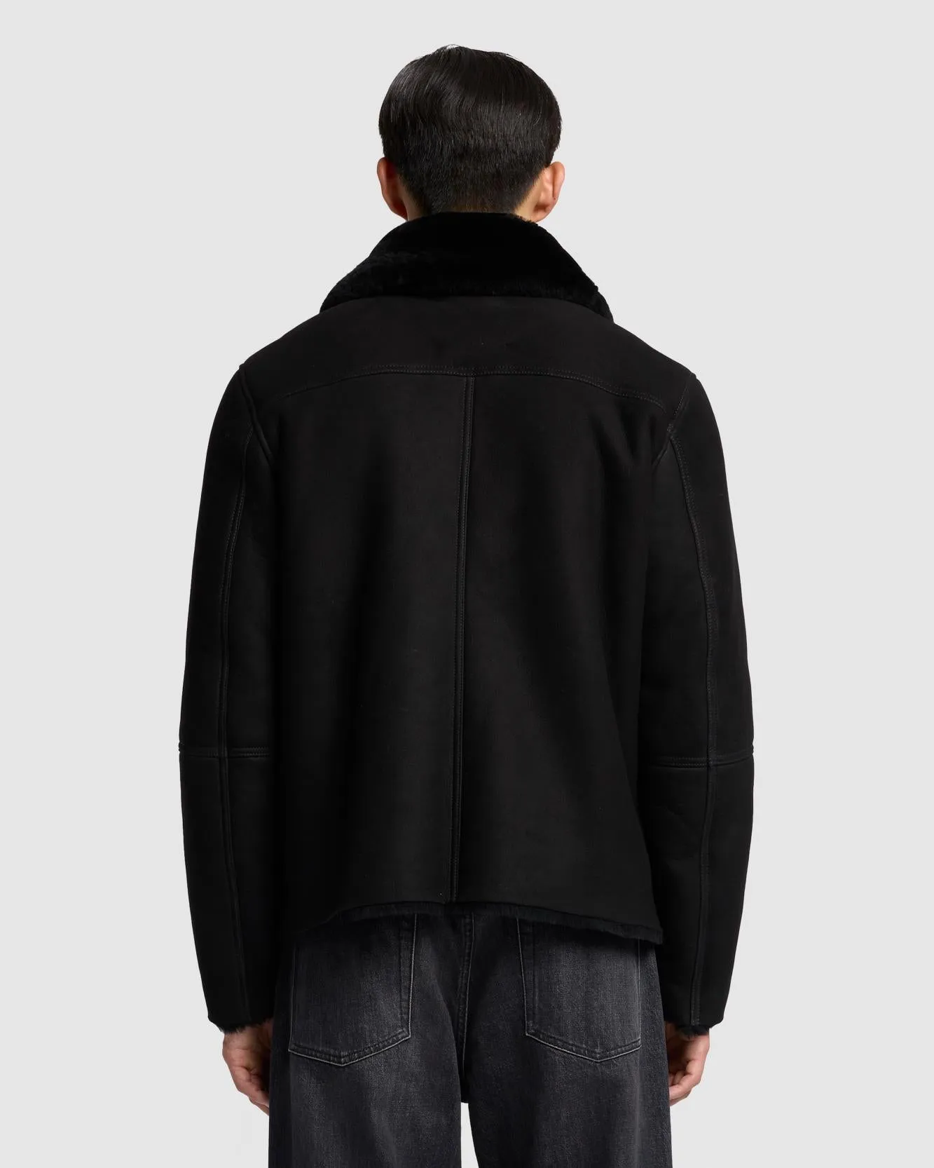 Leather Shearling Jacket in Black sold by 7 For All Mankind product image thumbnail 4