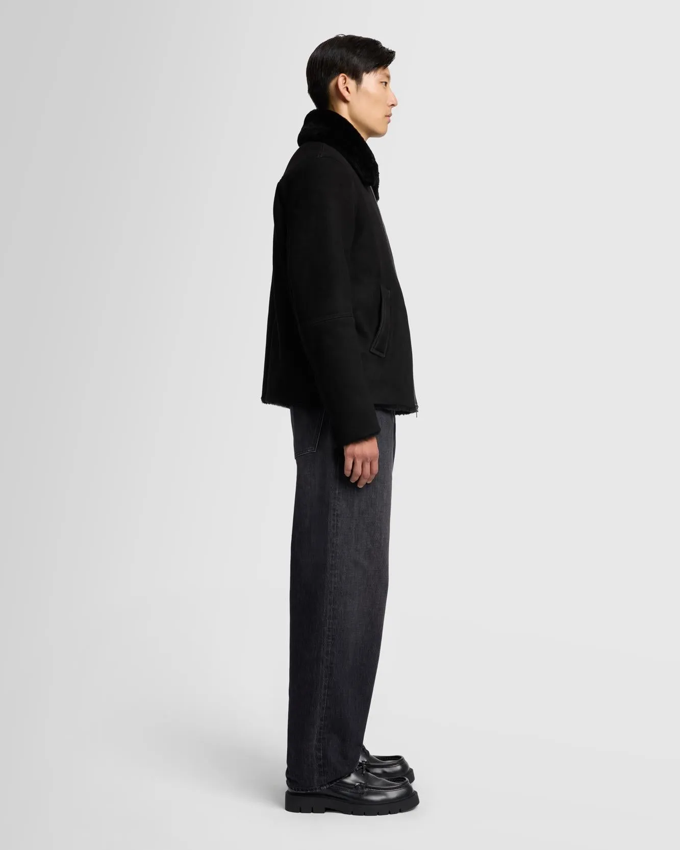 Leather Shearling Jacket in Black sold by 7 For All Mankind product image thumbnail 5