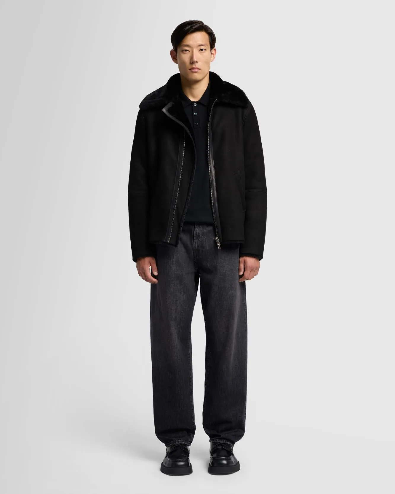 Leather Shearling Jacket in Black sold by 7 For All Mankind product image thumbnail 2