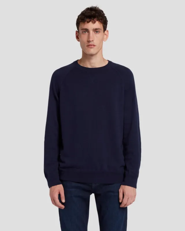 Wool Blend Crewneck in Navy sold by 7 For All Mankind