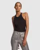 Sheer Racerback Tank in Black sold by 7 For All Mankind
