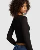 Sheer Long Sleeve Tee in Black sold by 7 For All Mankind