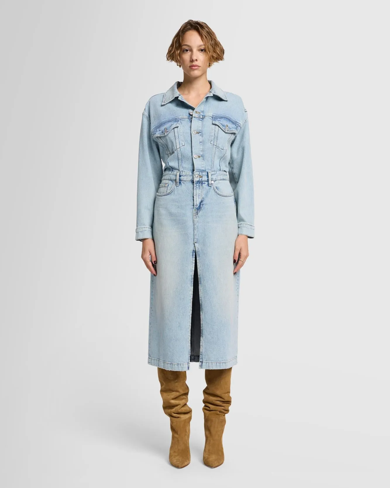 MANKIND Relaxed Denim Dress in Sahara sold by 7 For All Mankind