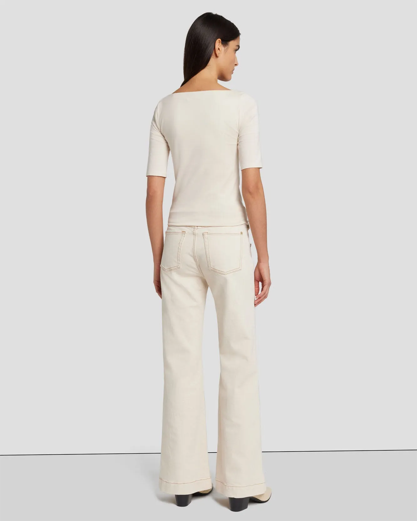Square Neck Top in Cream sold by 7 For All Mankind product image thumbnail 4