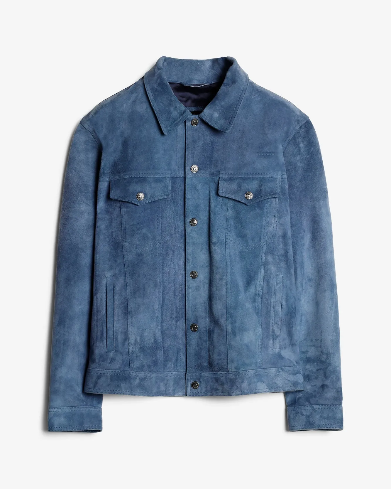 Suede Trucker Jacket in Dusty Blue sold by 7 For All Mankind