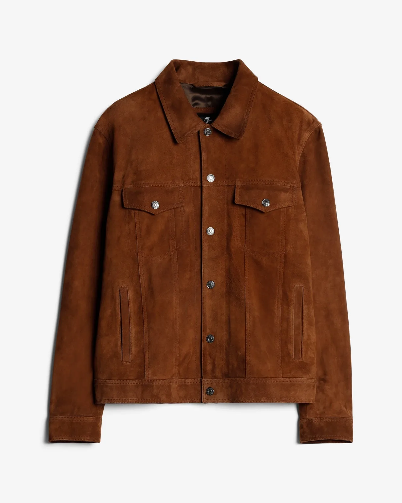 Suede Trucker Jacket in Camel sold by 7 For All Mankind