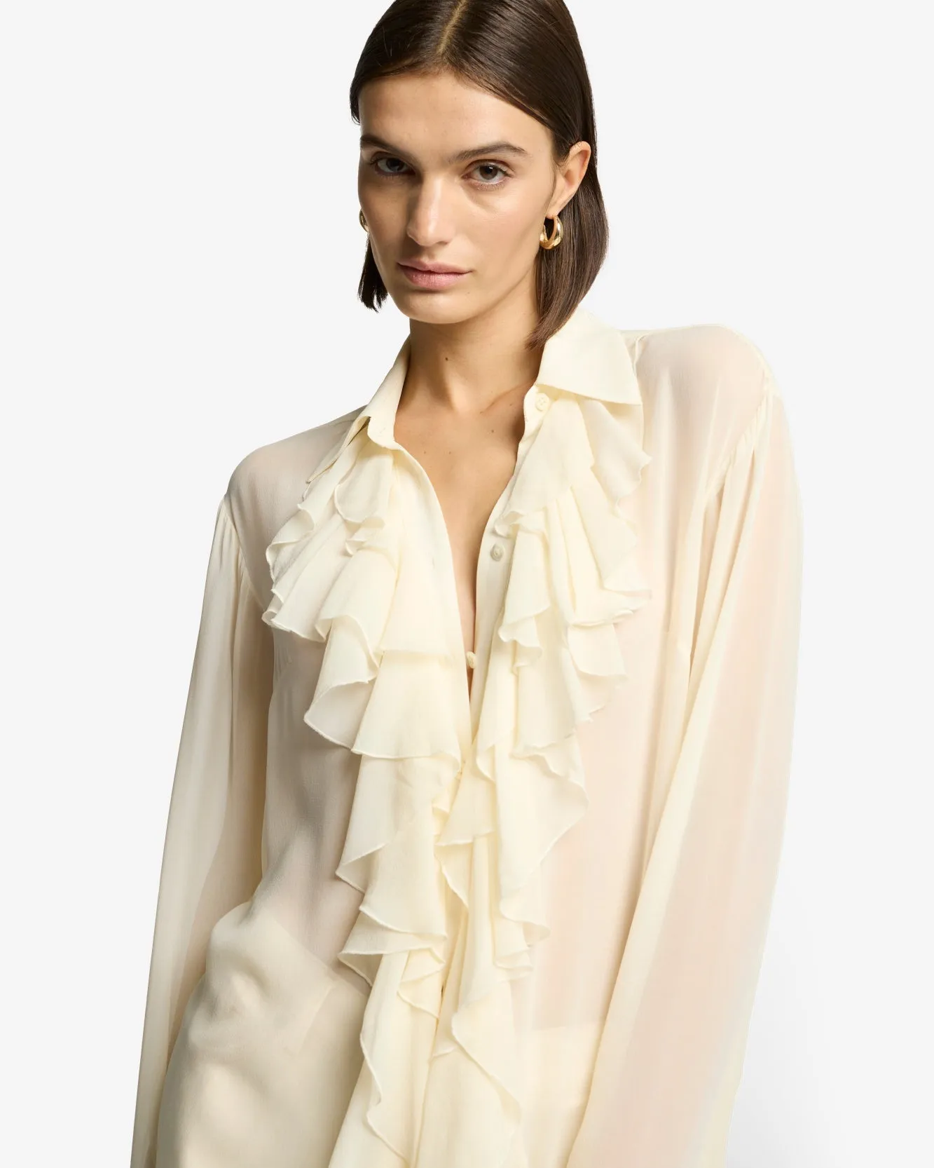 Silk Ruffle Dress in Solitary Star sold by 7 For All Mankind product image thumbnail 4