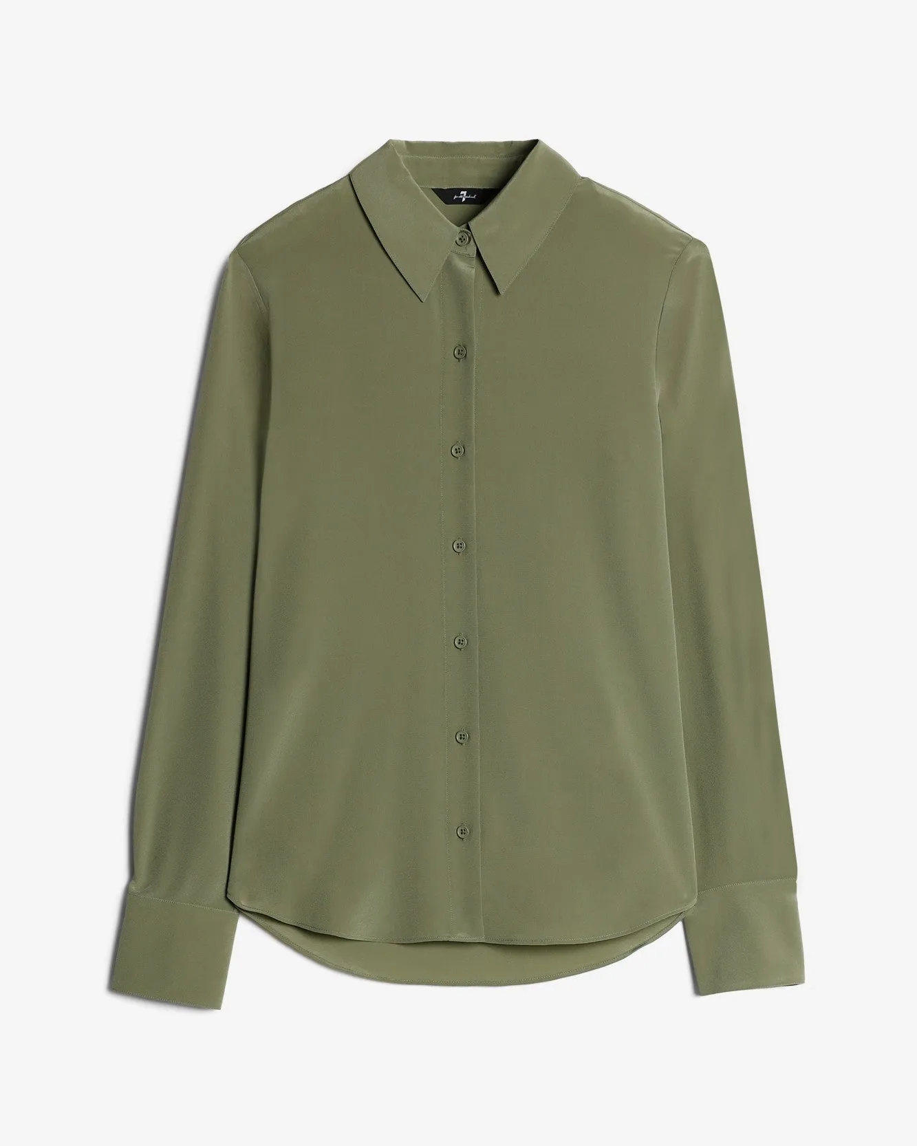 Long Sleeve Silk Blouse in Army sold by 7 For All Mankind product image thumbnail 2