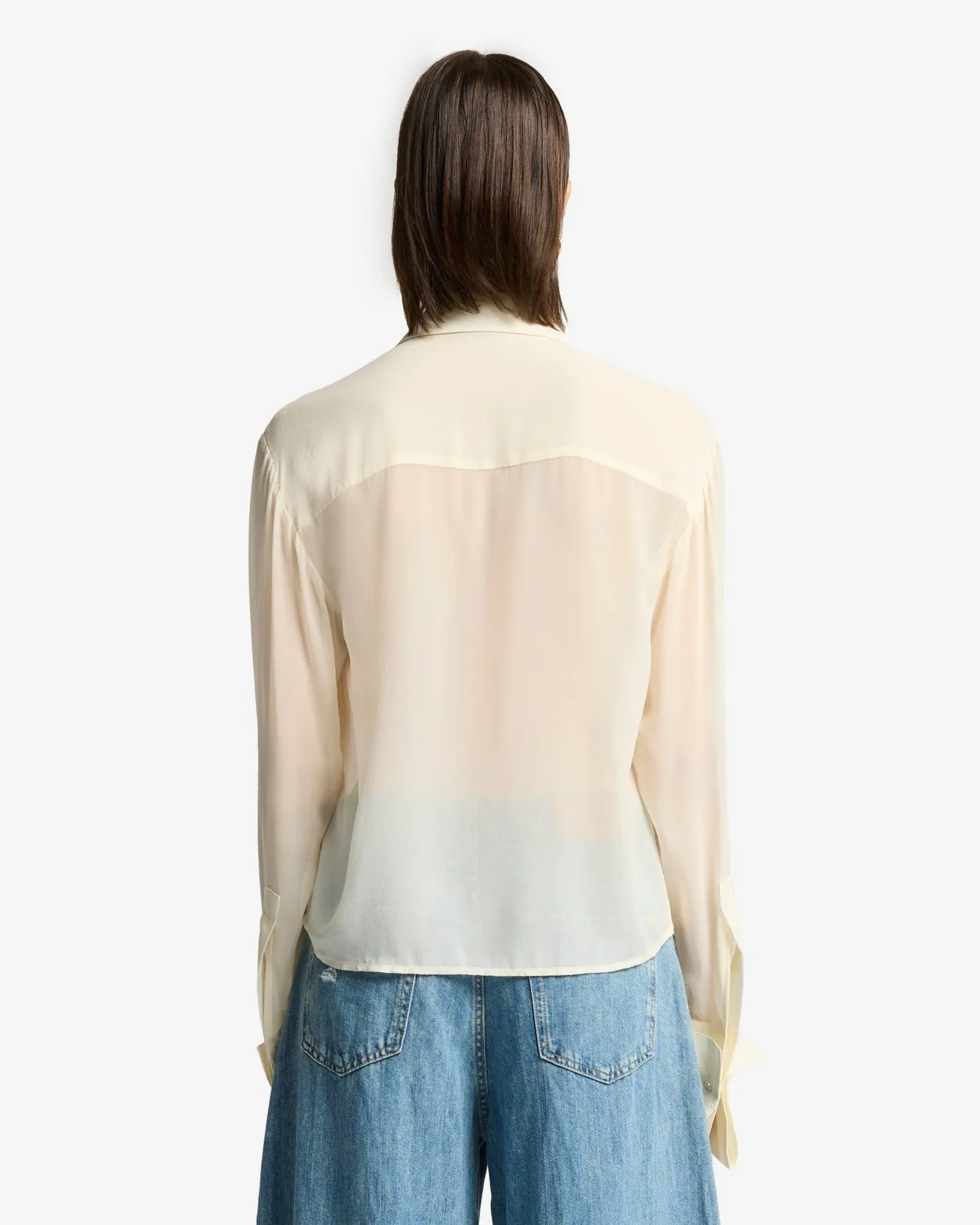 Silk Ruffle Shirt in Solitary Star sold by 7 For All Mankind product image thumbnail 5