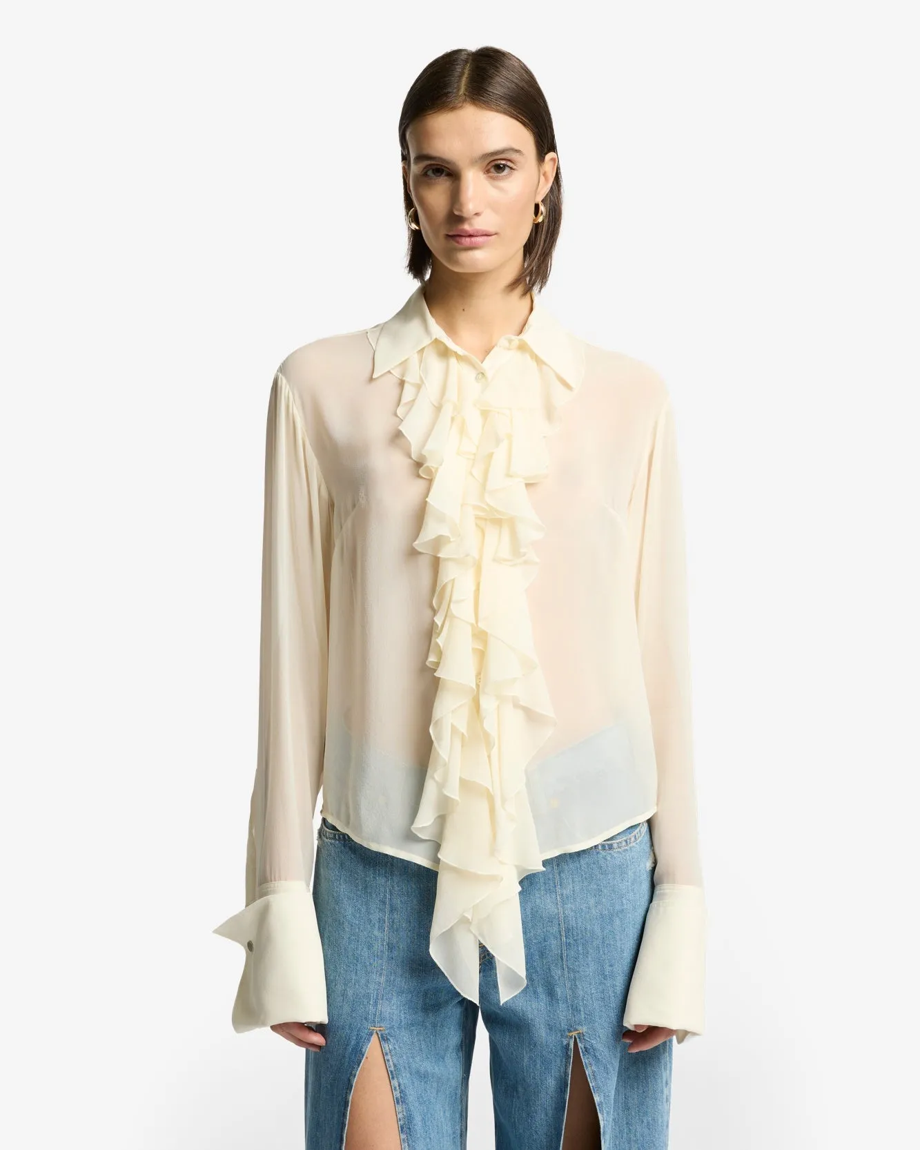 Silk Ruffle Shirt in Solitary Star sold by 7 For All Mankind product image thumbnail 2