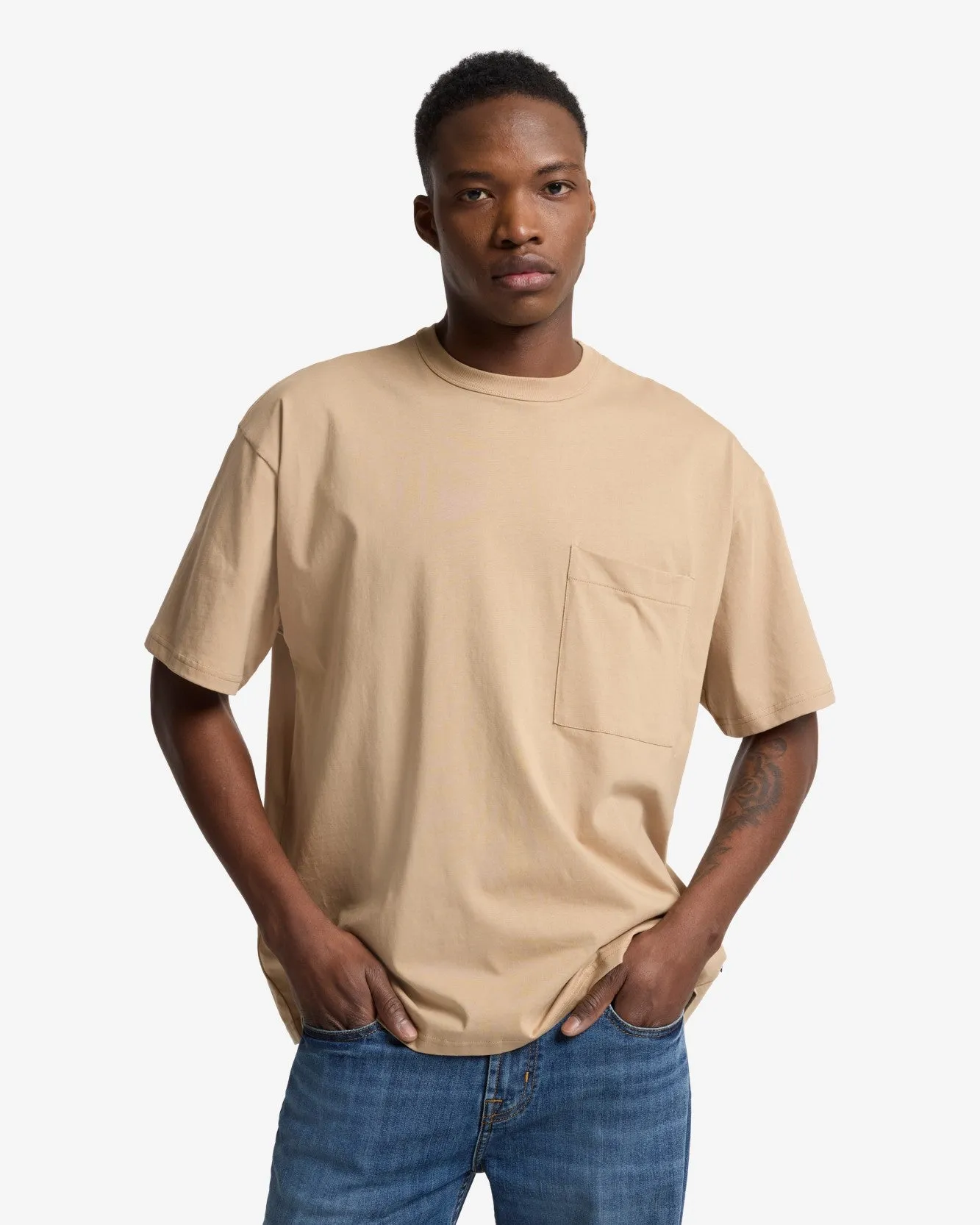 Short Sleeve Relaxed Tee in Beige sold by 7 For All Mankind product image thumbnail 4
