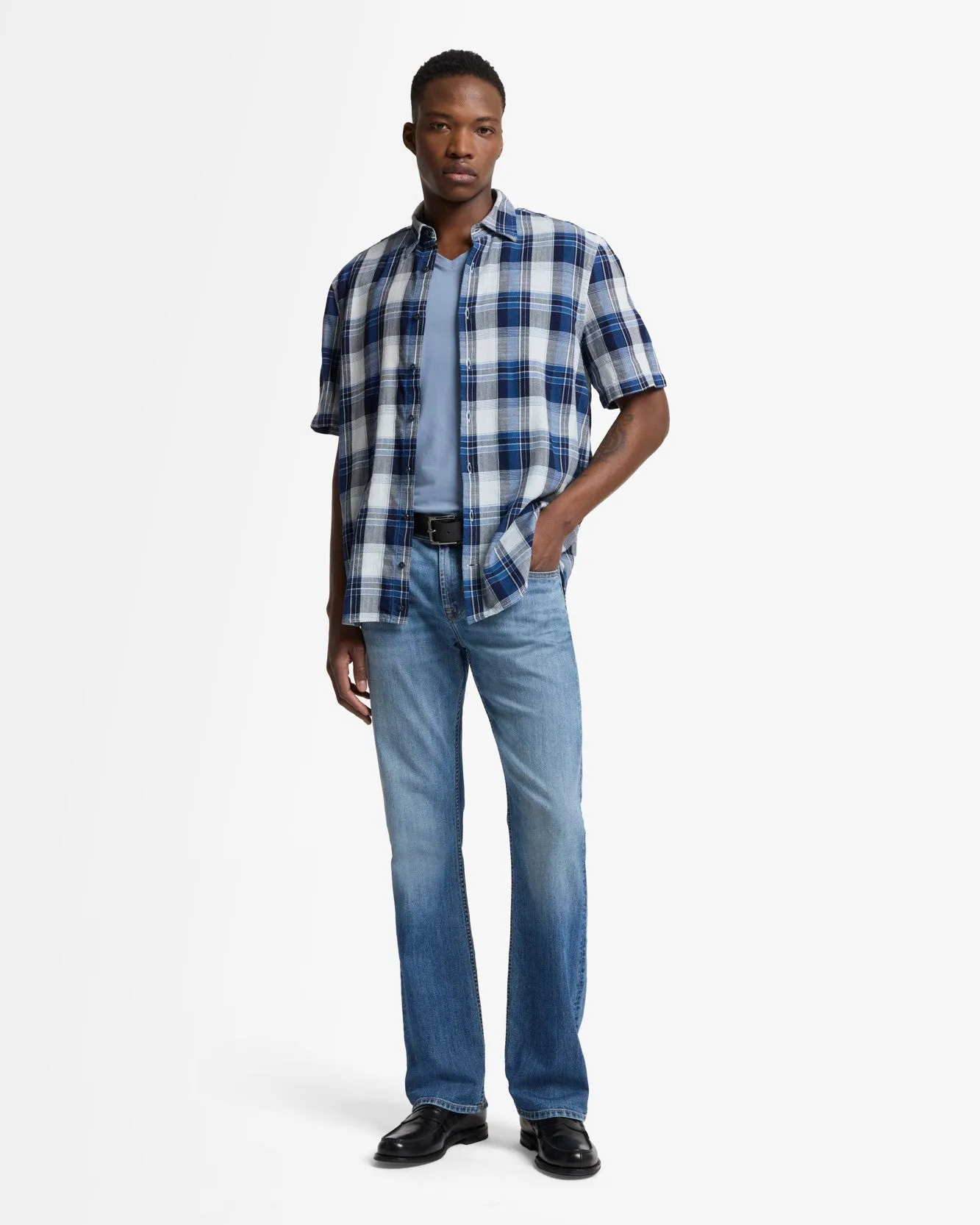 Luxe Performance V-Neck Tee in Slate Blue sold by 7 For All Mankind product image thumbnail 3