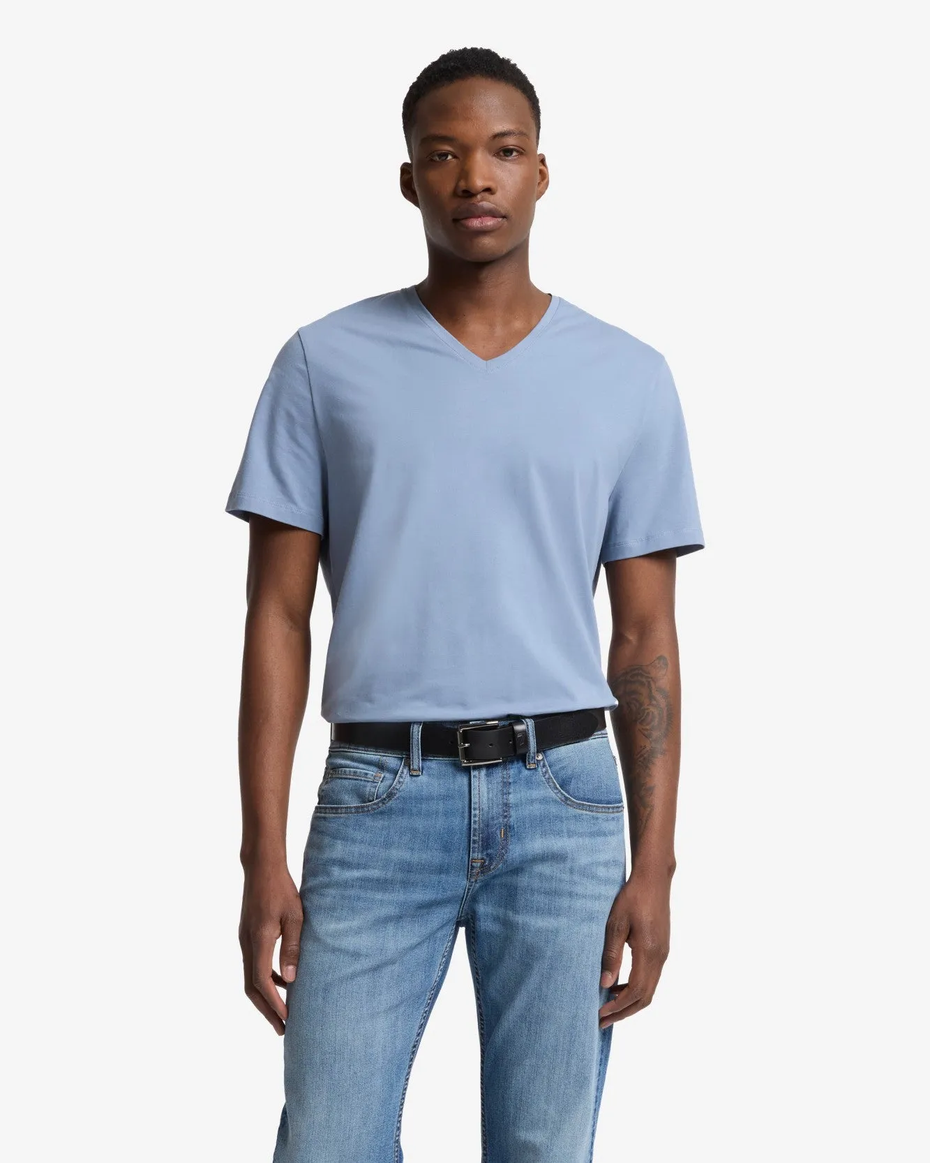 Luxe Performance V-Neck Tee in Slate Blue sold by 7 For All Mankind product image thumbnail 2