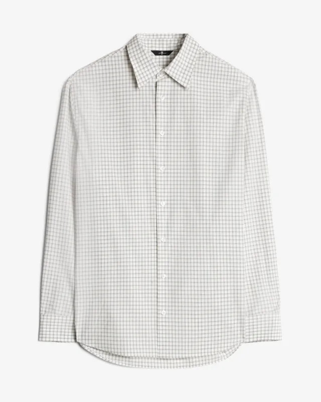 Long Sleeve Poplin Shirt in Beige Check sold by 7 For All Mankind