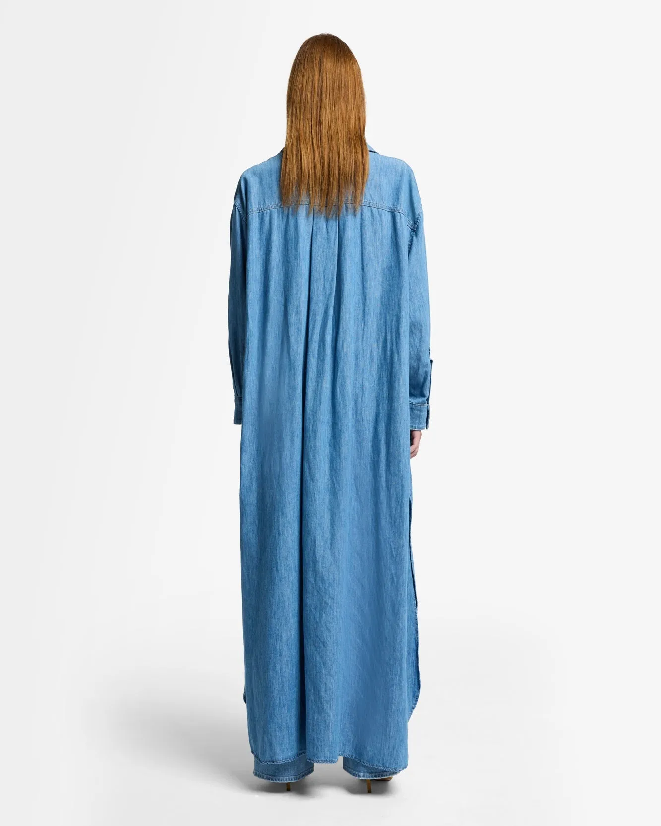 Indigo Linen Maxi Shirtdress in Icy sold by 7 For All Mankind product image thumbnail 5