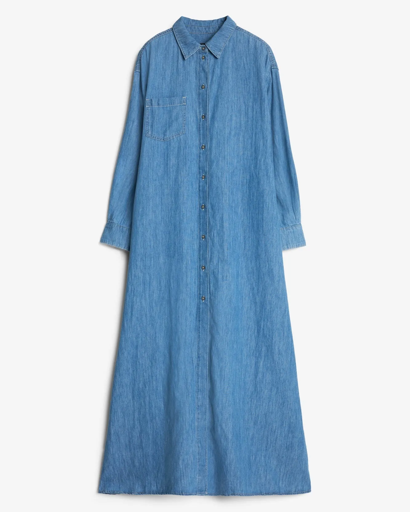 Indigo Linen Maxi Shirtdress in Icy sold by 7 For All Mankind