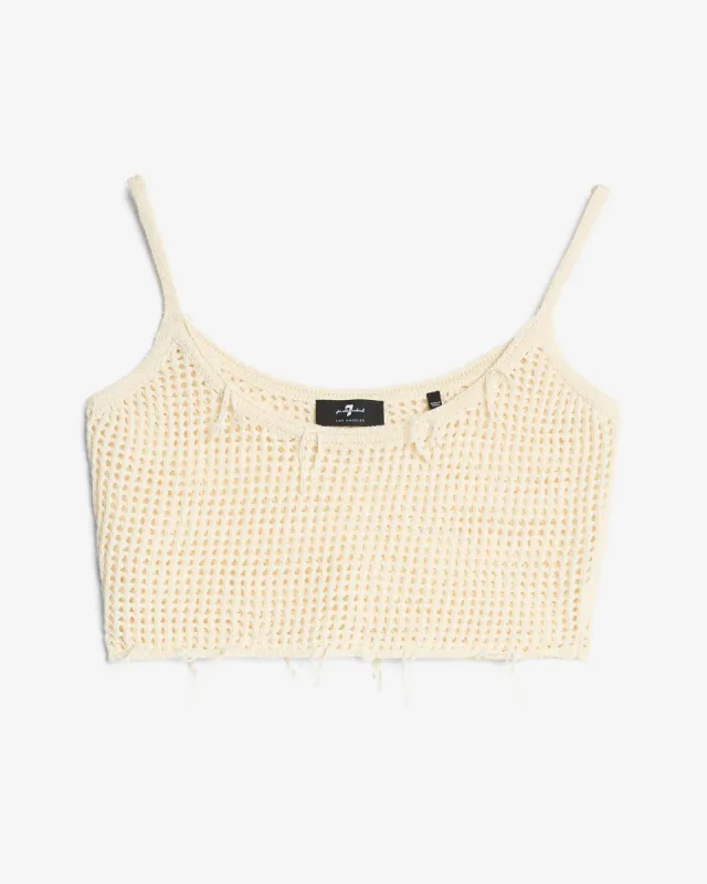 Cropped Open Knit Tank in Ecru sold by 7 For All Mankind