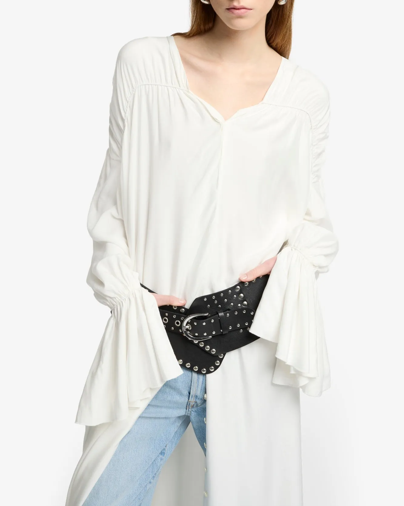 Ariel Silk Blend Dress in White sold by 7 For All Mankind product image thumbnail 4