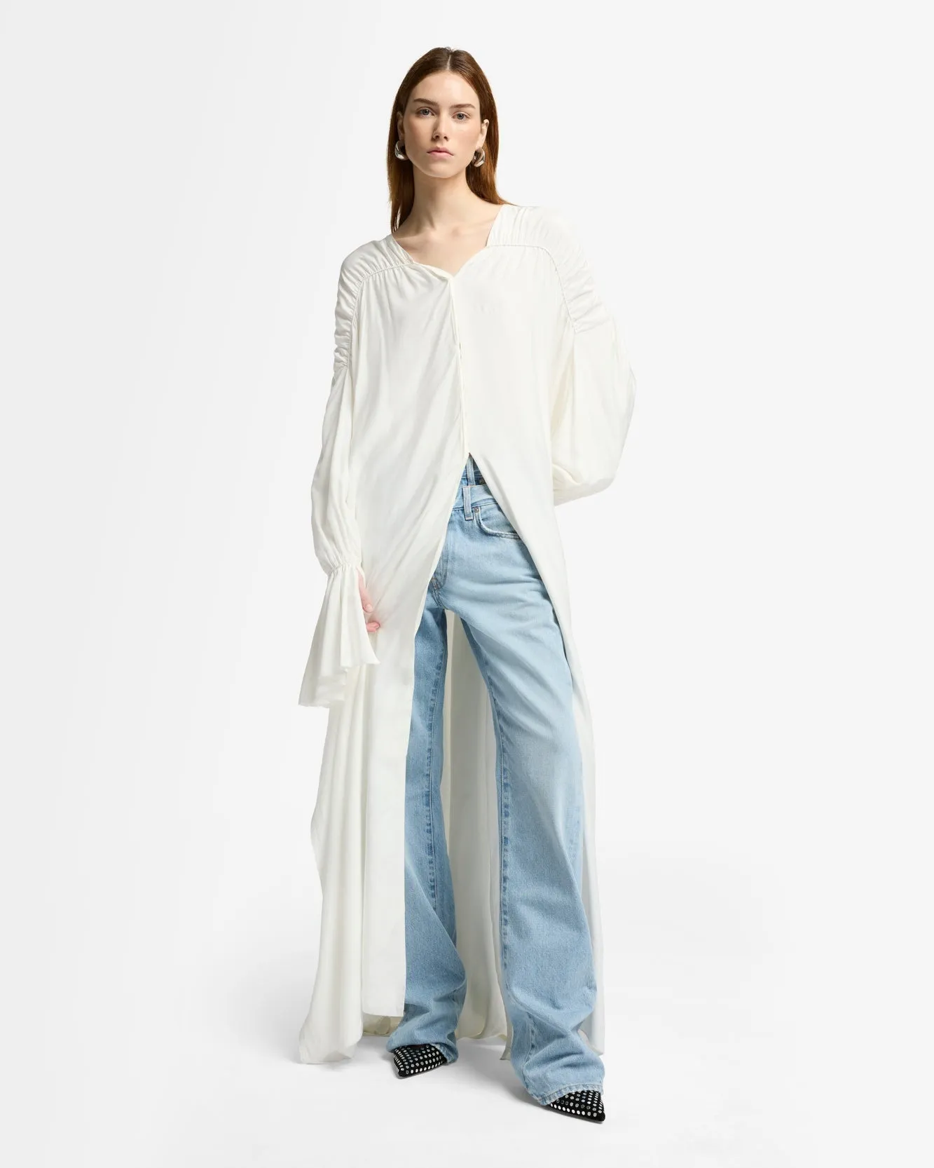 Ariel Silk Blend Dress in White sold by 7 For All Mankind product image thumbnail 2