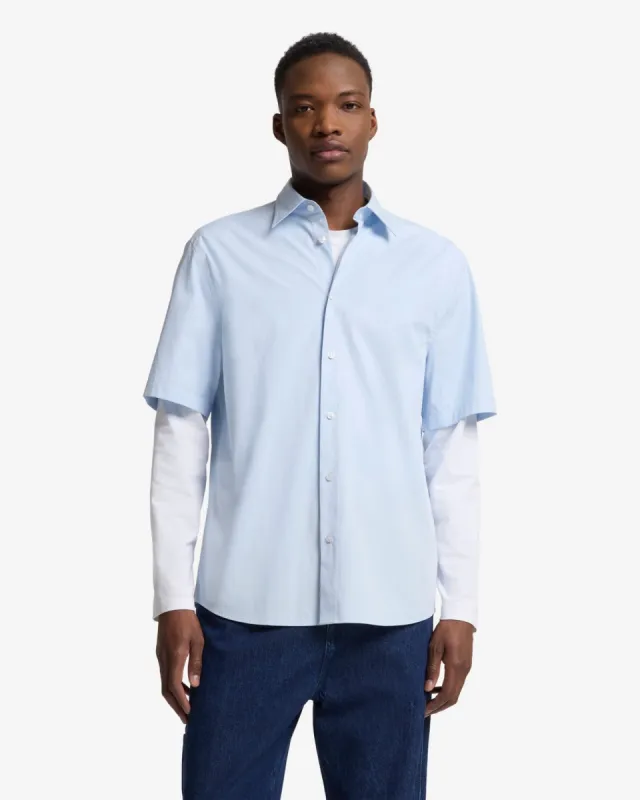 Short Sleeve Poplin Shirt in Sky Blue sold by 7 For All Mankind