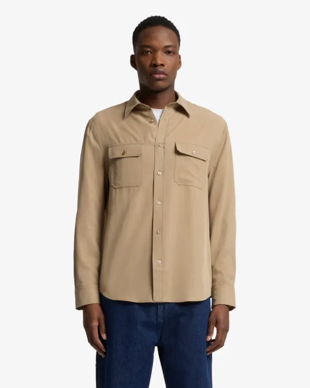 Fluid Military Shirt in Taupe sold by 7 For All Mankind