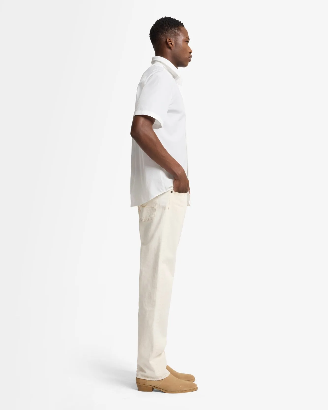 Short Sleeve Poplin Shirt in White sold by 7 For All Mankind product image thumbnail 5